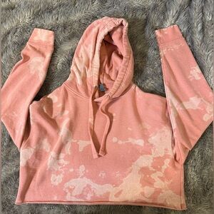 Pink Tie-Dye Cropped Hoodie